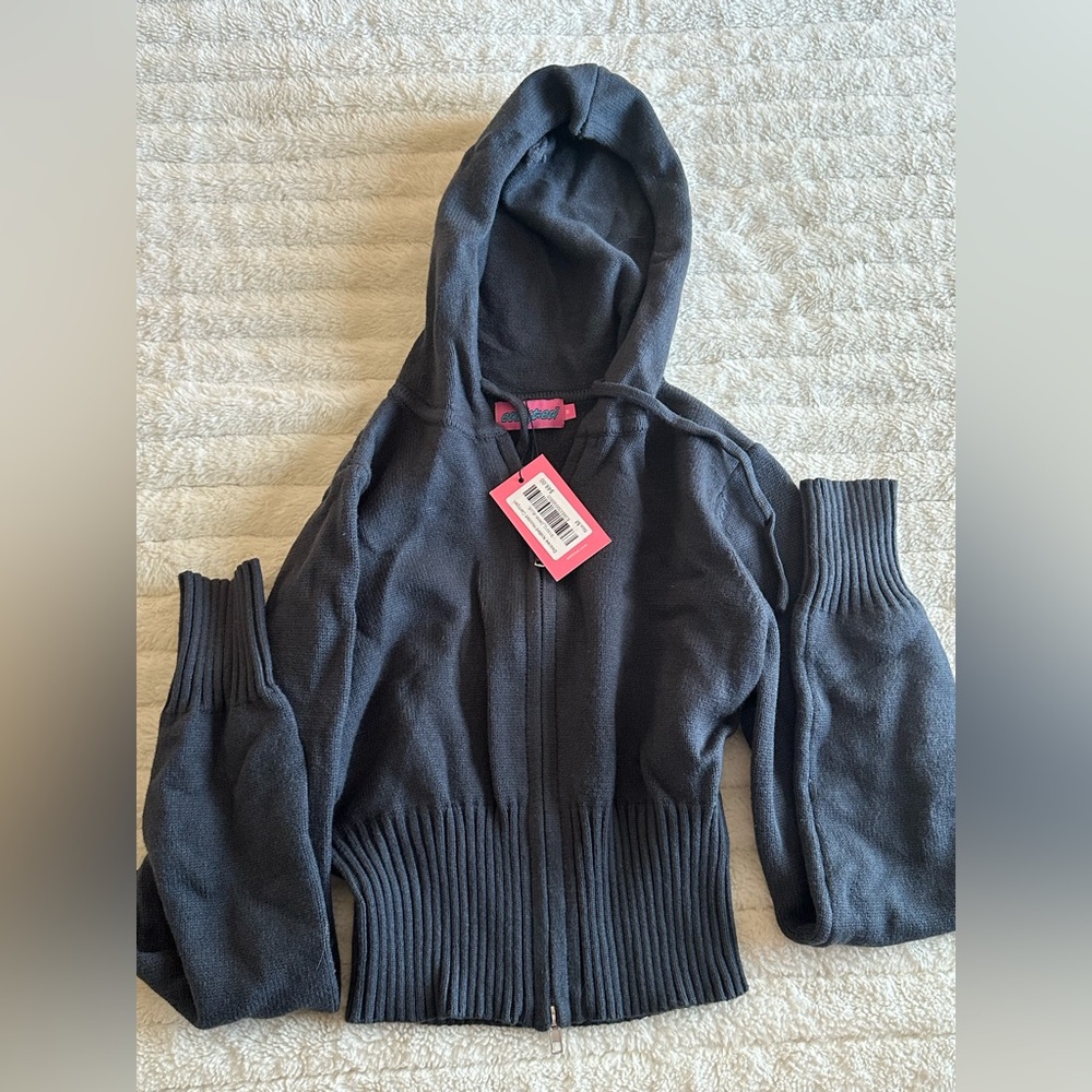 Edikted Desiree Knitted Hooded Cardigan - Dark Blue M
